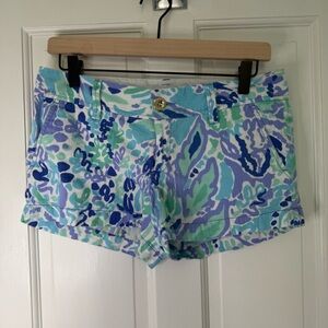 Lilly Pulitzer High Waist Blue Green Tropical Shorts